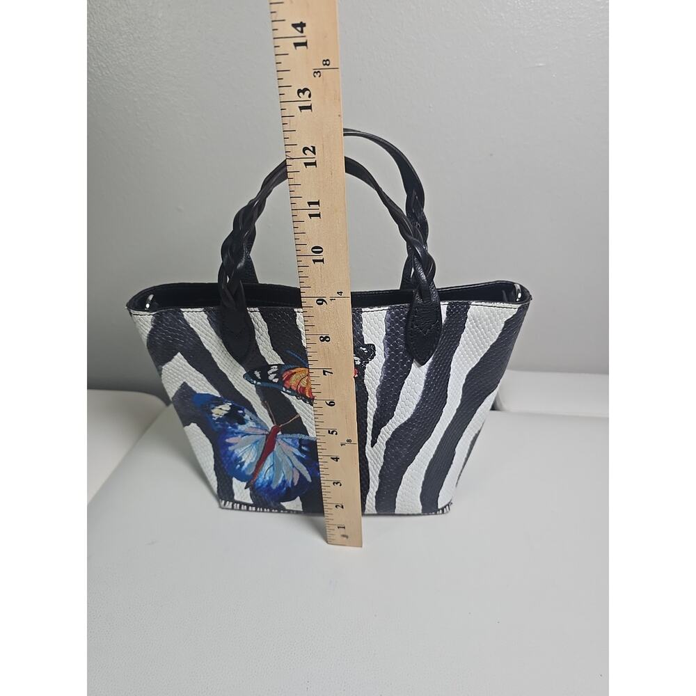$305 Brighton Africa Stories ZEENA Small Butterfly Zebra Leather Tote Chic - Picture 4 of 9
